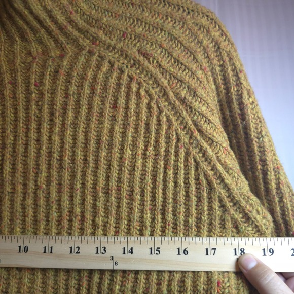 Faherty Wool Alpaca Mockneck Sweater XS Ribbed Fisherman Knit Olive Brown Rustic - Picture 9 of 11
